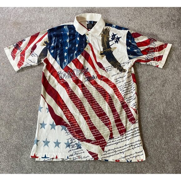 Cotton Traders Sport Other - Vintage Cotton Traders Sport American Flag Polo Shirt Cotton Medium